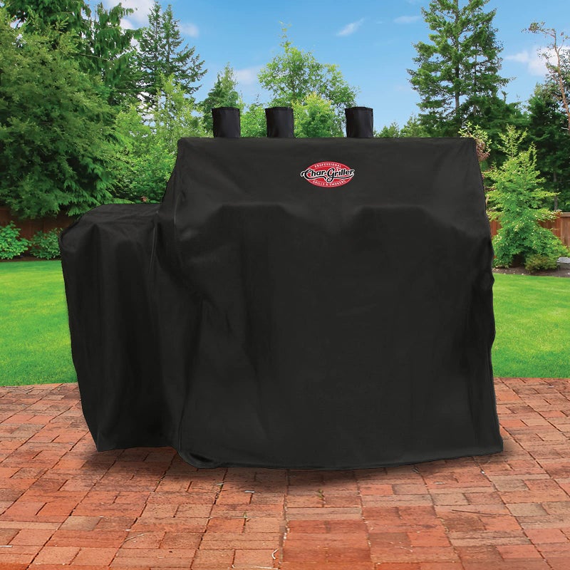 Char-GrillerÂ® 2 Burner Dual Function Charcoal and Gas Grill Cover, Durable Cover with Water Resistant Material, PVC Lining, with Custom Fit to Model 5030, Black, 26 "L x 54" W x 45" H, Model 5055 - Image 2